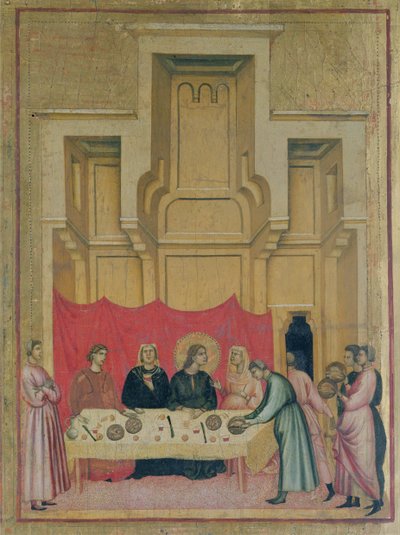Sainte Cécile et Scènes de sa Vie (détail montrant Sainte Cécile mangeant à une table) - Master of St. Cecilia