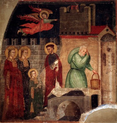 Sainte Faustine et Libérate trouvent refuge dans une maison à Côme (détail) - Master of St Margaret