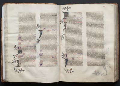 Le Missel de Gotha : Fol. 34v, texte, vers 1375 - Master of the Boqueteaux
