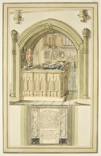 Tombe de Robert Fitzharding, décédé en 1170, dans la cathédrale de Bristol, vers 1799 - Master of the Bristol Church Monuments