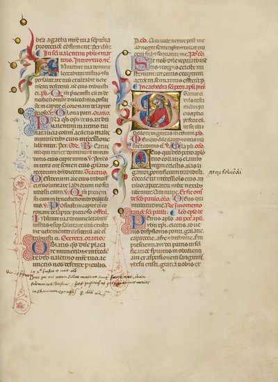 Initiale I : Saint Valentin ; Initiale S : Saint Pierre - Master of the Brussels Initials