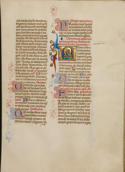 Initiale L : La Vierge en prière - Master of the Brussels Initials