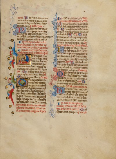 Initial P : Une bénédiction du pape - Master of the Brussels Initials
