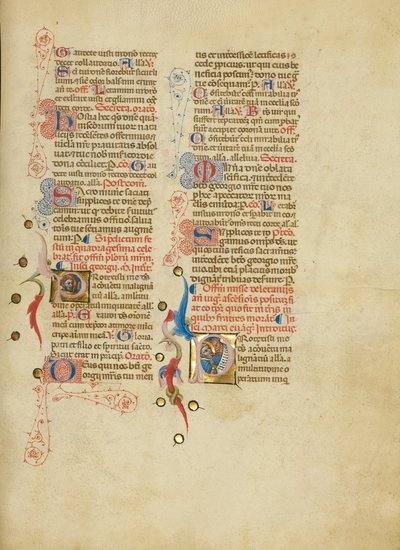 Initial P : Saint George ; Initial P : Saint Mark - Master of the Brussels Initials