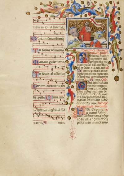 La résurrection ; Initial R : Un soldat endormi - Master of the Brussels Initials