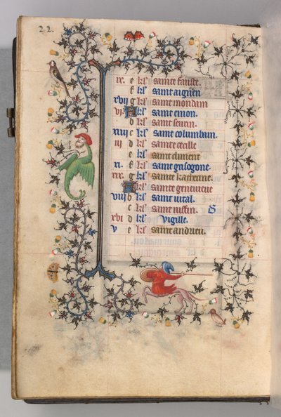 Heures de Charles le Noble, roi de Navarre 1361-1425: fol. 11v, Novembre, vers 1405 - Master of the Brussels Initials and Associates