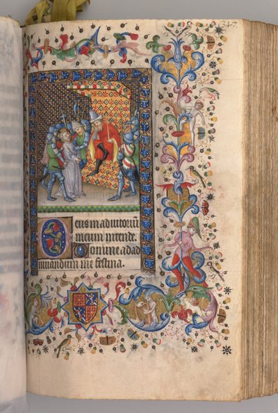 Heures de Charles le Noble, Roi de Navarre 1361-1425 : fol. 169r, Christ devant Pilate, vers 1405 - Master of the Brussels Initials and Associates