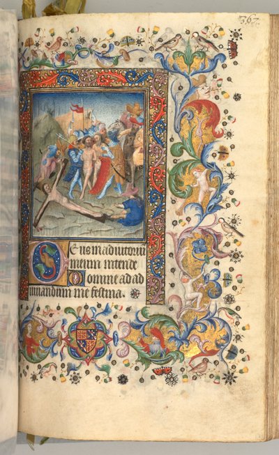Heures de Charles le Noble, Roi de Navarre 1361-1425 : fol. 179r, Christ cloué sur la croix, vers 1405 - Master of the Brussels Initials and Associates