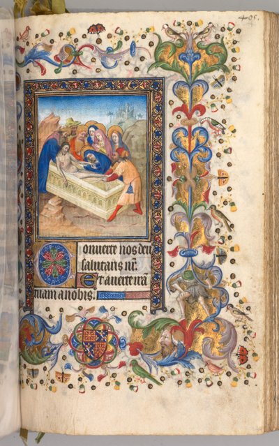 Heures de Charles le Noble, roi de Navarre 1361-1425 : fol. 197r, Mise au tombeau du Christ, c. 1405 - Master of the Brussels Initials and Associates