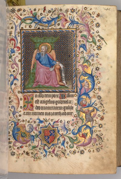 Heures de Charles le Noble, roi de Navarre 1361-1425 : fol. 23r, Saint Luc, c. 1405 - Master of the Brussels Initials and Associates