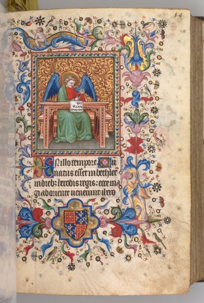 Heures de Charles le Noble, Roi de Navarre 1361-1425 : fol. 25a, Saint Matthieu, vers 1405 - Master of the Brussels Initials and Associates