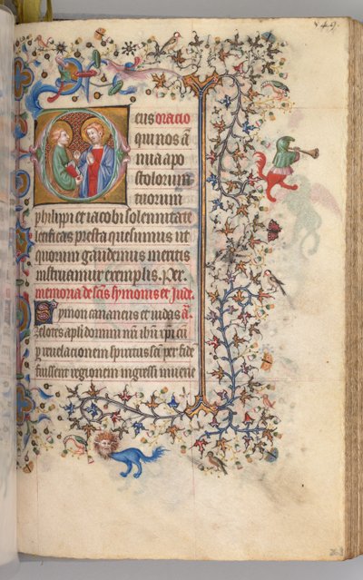 Heures de Charles le Noble, roi de Navarre, fol. 269r, SS. Philippe et Jacques, vers 1405 - Master of the Brussels Initials and Associates