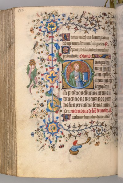 Heures de Charles le Noble, roi de Navarre 1361-1425, fol. 270v, St. Mathias, vers 1405 - Master of the Brussels Initials and Associates