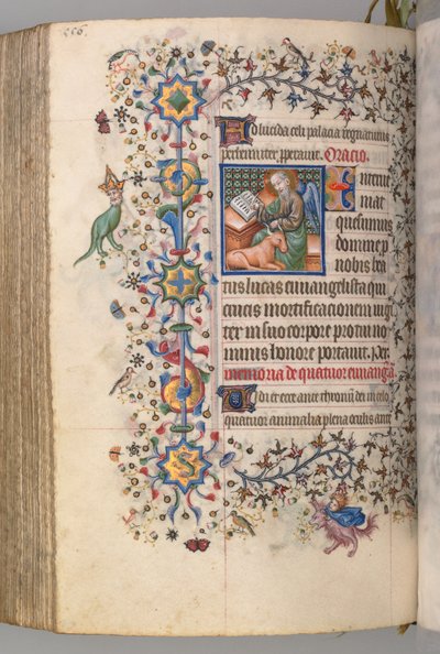 Heures de Charles le Noble, roi de Navarre 1361-1425, fol. 272v, Saint Luc, c. 1405 - Master of the Brussels Initials and Associates