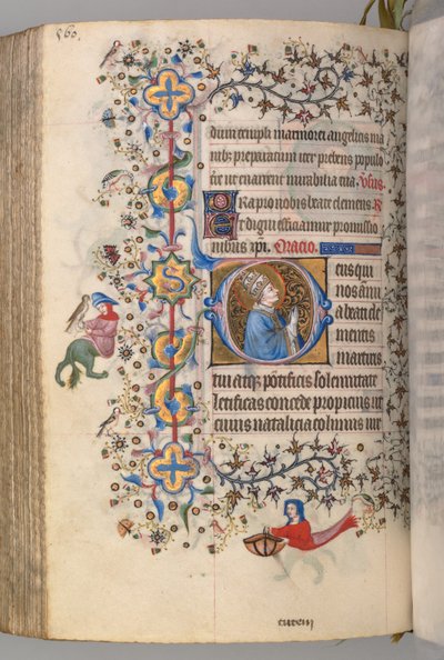 Heures de Charles le Noble, roi de Navarre 1361-1425, fol. 274v, Saint Clément, c. 1405 - Master of the Brussels Initials and Associates