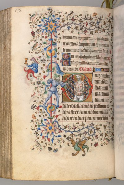 Heures de Charles le Noble, roi de Navarre 1361-1425, fol. 279v, Saint Sébastien, vers 1405 - Master of the Brussels Initials and Associates