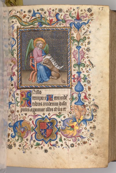 Heures de Charles le Noble, roi de Navarre 1361-1425 : fol. 27r, Saint Marc, vers 1405 - Master of the Brussels Initials and Associates