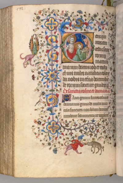 Heures de Charles le Noble, roi de Navarre 1361-1425, fol. 280v, SS. Job et Eustache, vers 1405 - Master of the Brussels Initials and Associates