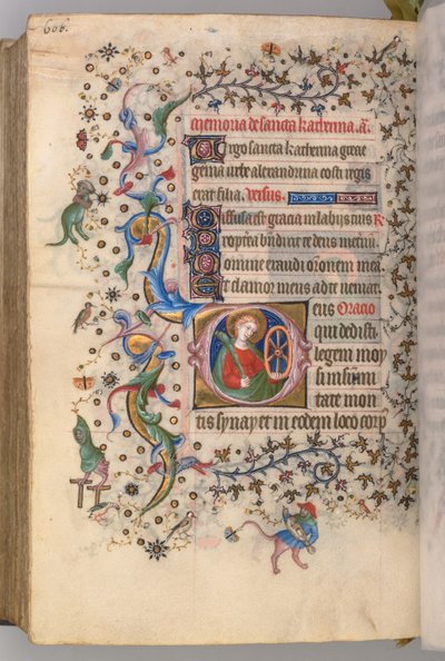 Heures de Charles le Noble, roi de Navarre 1361-1425, fol. 297v, Sainte Catherine, vers 1405 - Master of the Brussels Initials and Associates