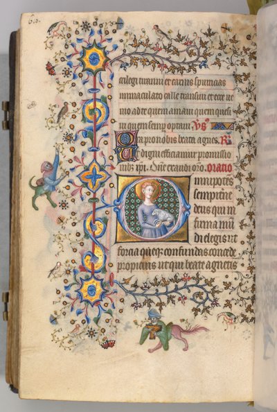 Heures de Charles le Noble, roi de Navarre 1361-1425, fol. 299v, Sainte Agnès, vers 1405 - Master of the Brussels Initials and Associates