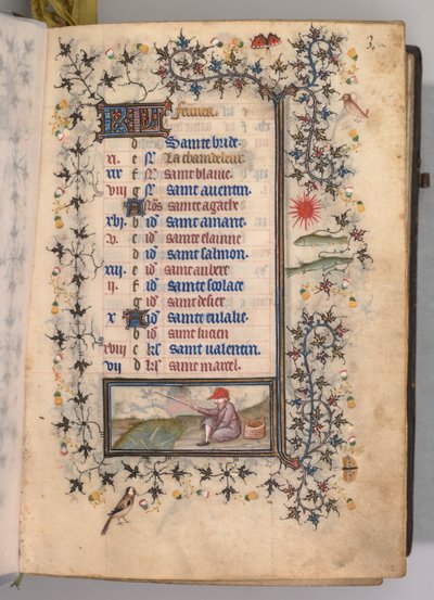 Heures de Charles le Noble, roi de Navarre 1361-1425 : fol. 2r, février, vers 1405 - Master of the Brussels Initials and Associates