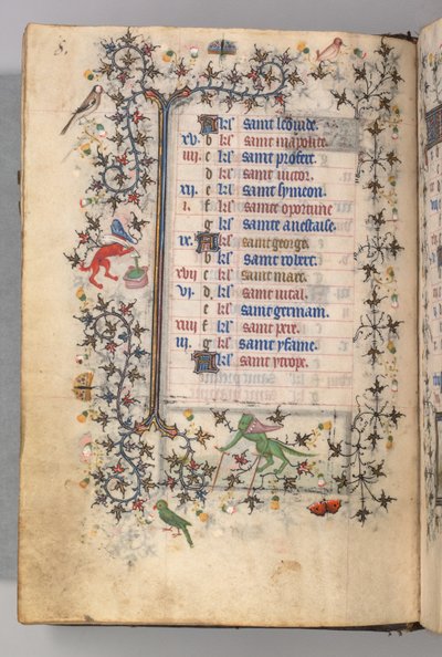 Heures de Charles le Noble, Roi de Navarre 1361-1425: fol. 4v, Avril, vers 1405 - Master of the Brussels Initials and Associates