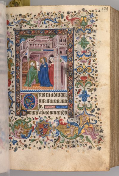 Heures de Charles le Noble, roi de Navarre 1361-1425 : fol. 55r, La Visitation Laudes, vers 1405 - Master of the Brussels Initials and Associates