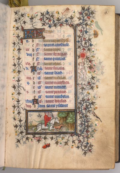 Heures de Charles le Noble, Roi de Navarre 1361-1425 : fol. 5r, Mai, vers 1405 - Master of the Brussels Initials and Associates