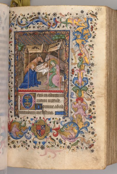 Heures de Charles le Noble, roi de Navarre 1361-1425 : fol. 67r, Prime de la Nativité, vers 1405 - Master of the Brussels Initials and Associates