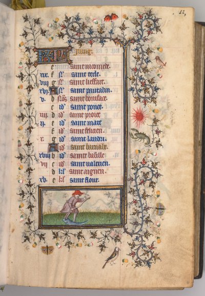 Heures de Charles le Noble, Roi de Navarre 1361-1425 : fol. 6r, Juin, vers 1405 - Master of the Brussels Initials and Associates