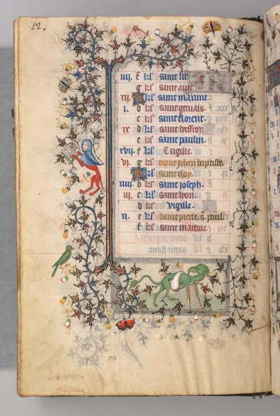 Heures de Charles le Noble, roi de Navarre 1361-1425 : fol. 6v, juin, vers 1405 - Master of the Brussels Initials and Associates