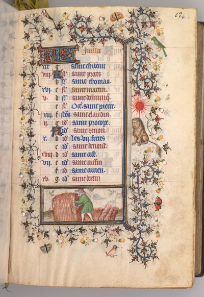 Heures de Charles le Noble, roi de Navarre 1361-1425 : fol. 7r, juillet, vers 1405 - Master of the Brussels Initials and Associates