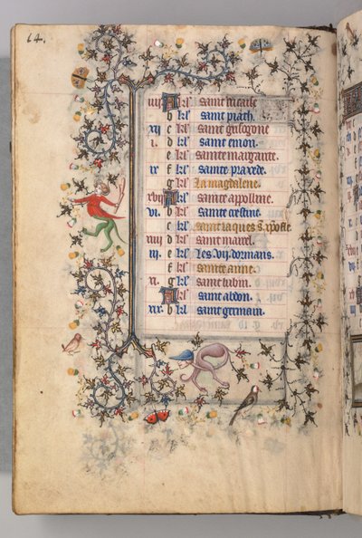 Heures de Charles le Noble, roi de Navarre 1361-1425 : fol. 7v, juillet, vers 1405 - Master of the Brussels Initials and Associates