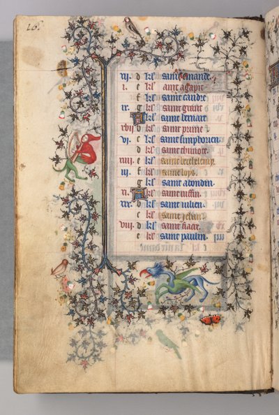 Heures de Charles le Noble, roi de Navarre 1361-1425 : fol. 8v, août, vers 1405 - Master of the Brussels Initials and Associates