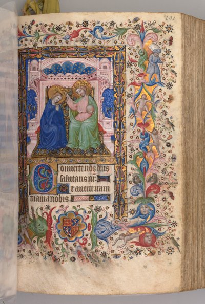 Heures de Charles le Noble, roi de Navarre 1361-1425 : fol. 96r, Couronnement de la Vierge - Master of the Brussels Initials and Associates