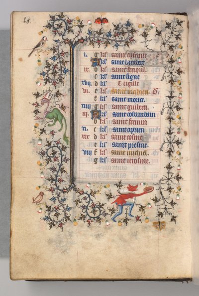 Heures de Charles le Noble, roi de Navarre 1361-1425 : fol. 9v, septembre, vers 1405 - Master of the Brussels Initials and Associates