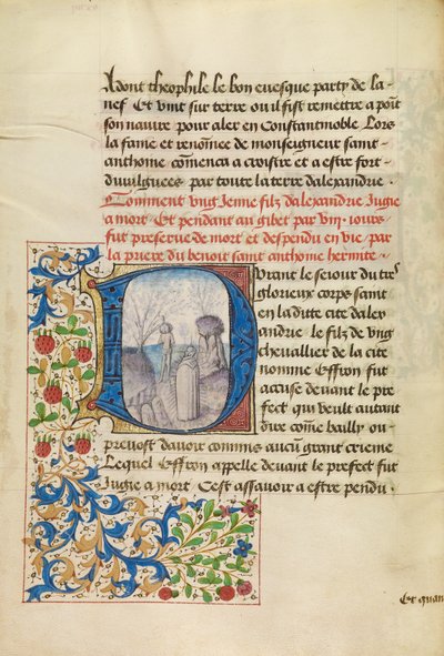 Initiale D : Saint Antoine ressuscitant un mort - Master of the Brussels Romuléon