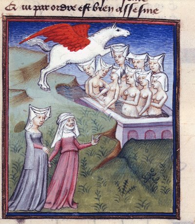 Neuf Muses se baignant, des Œuvres complètes de Christine de Pisan - Master of the Cité des Dames