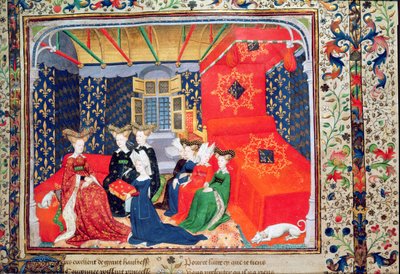 Christine de Pisan présentant son livre à la reine Isabelle de Bavière, des poèmes de Christine de Pisan, c.1410-15 - Master of the Cité des Dames