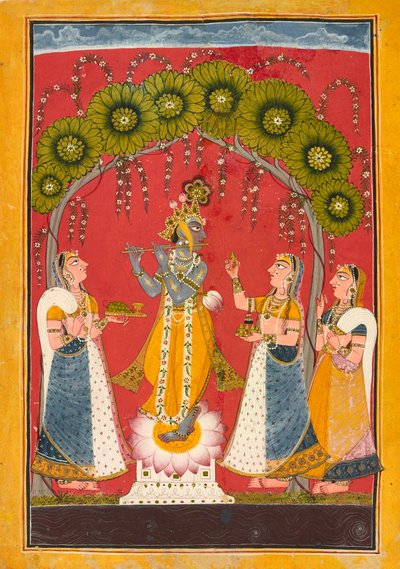 Krishna jouant de la flûte, folio d