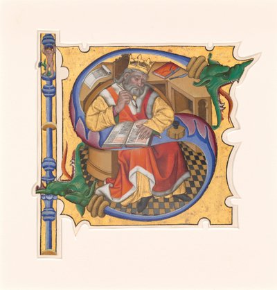 Initiale S avec le roi David en scribe - Master of the Cypresses