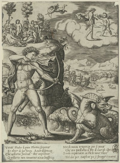 Apollon tuant Python, planche une de L