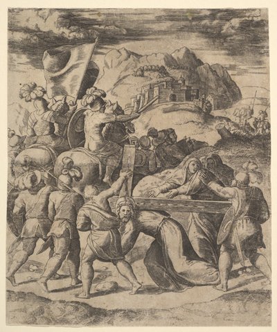 Le Christ portant la croix entouré de soldats, plusieurs à cheval, 1530-1560 - Master of the Die
