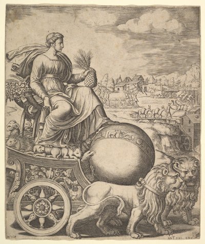 Cybèle dans son char tiré par deux lions, 1530-60 - Master of the Die