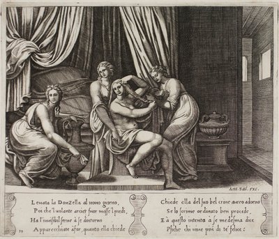 Nymphes aidant Psyché à sa toilette - Master of the Die