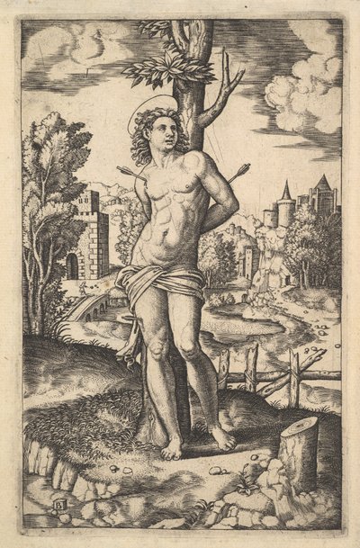Saint Sébastien attaché à un arbre percé de flèches, 1530-60 - Master of the Die