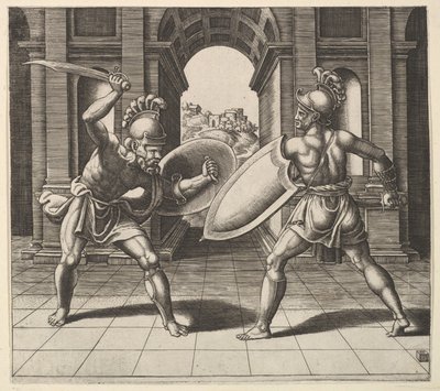 Deux gladiateurs se battant devant une arche - Master of the Die