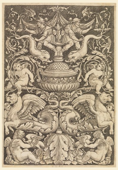 Grotesque avec dauphins et lions ailés - Master of the Die, Italian or German, 1530 1560