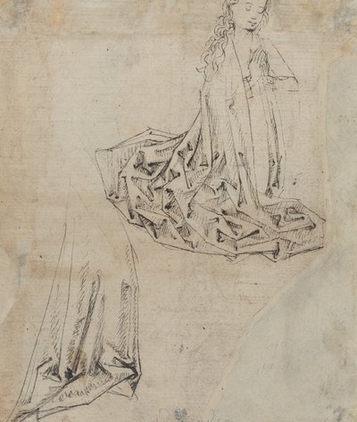 Figure féminine agenouillée en prière - Master of the Drapery Studies