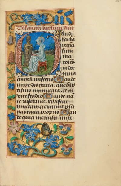 Initiale G : Sainte-Barbara - Master of the Dresden Prayer Book